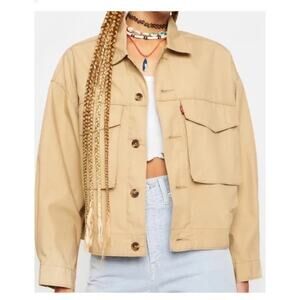 Levi's Utility Loose Trucker Jacket Khaki Tan Womens XS Cotton Oversized